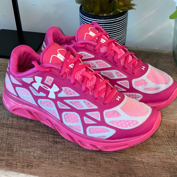 Under Armour Spine Youth Pink & White Running Sneakers Size 6.5Y / Women’s 7.5/8 - Picture 4 of 15